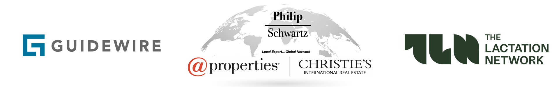 Sponsors logos for Guidewire, Philip Schwartz and the Lactation Network