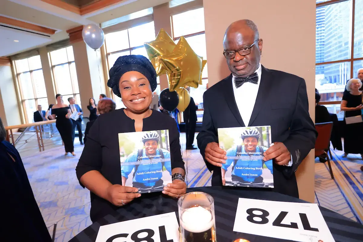 Treena Glover and Andre sharing Colorful Memoirs at the Envision Unlimited Bright Futures Ball in April 2024